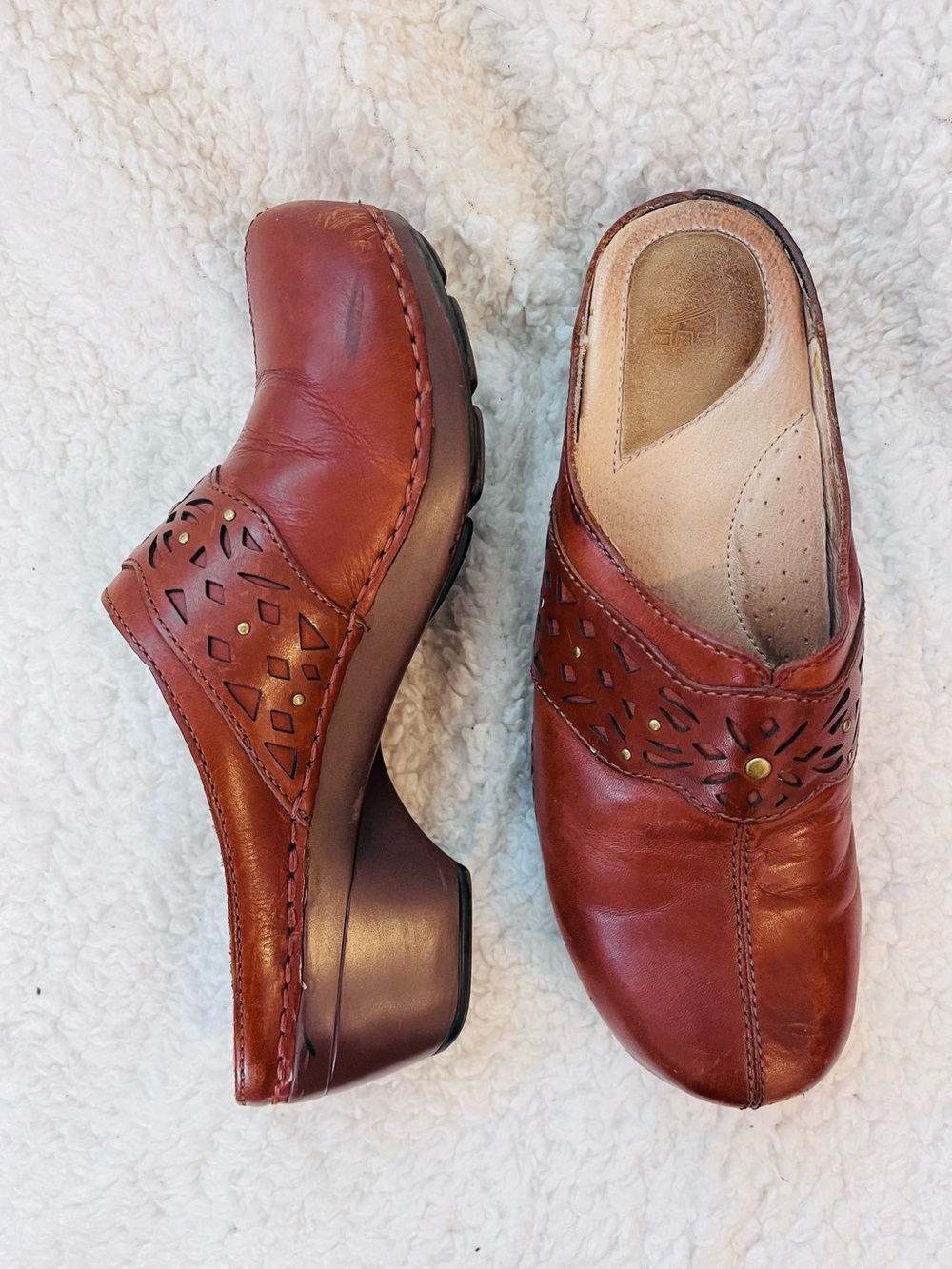 DANSKO Shyanne Clog Size 38 = US 8 Brown Cognac Boho Slip On